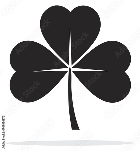 Black Shamrock Icon, Symbol of Luck, St. Patrick's Day