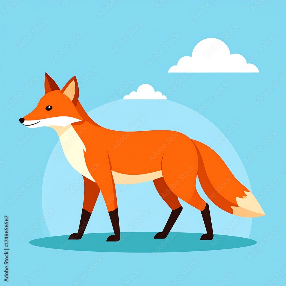 Obraz premium Cartoon fox in profile view