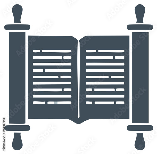 Open Scroll with Text Illustration for Religious or Historical Documents and Literary Works