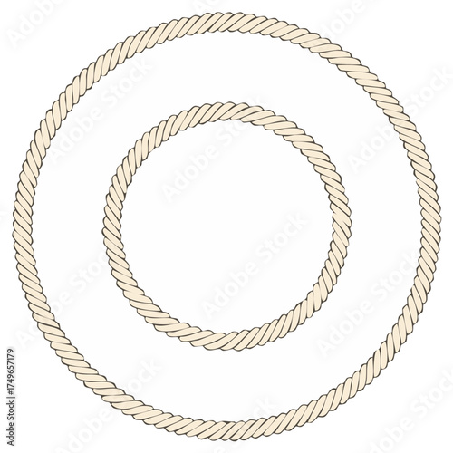 Concentric Rope Circles Design element of decorative nautical rope border