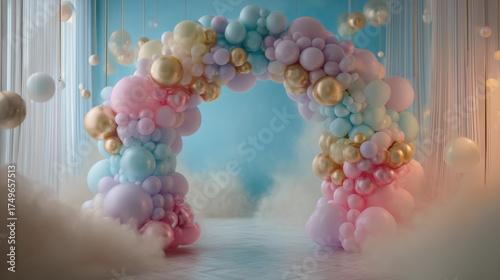 Pastel balloon arch decoration for party events birthday baby shower and wedding celebration backdrop photography