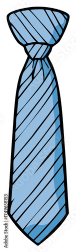 Light Blue Striped Necktie with a Knotted Knot