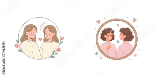 vector designs celebrating World Mental Health Day. illustrations representing emotional balance, mindfulness, self-care. icon, set
