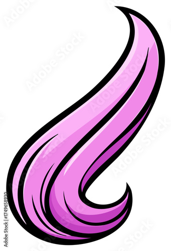 Dynamic Pink Hair Swirl Graphic Element Cartoon Style Vector Illustration
