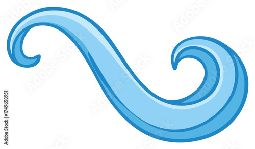 Stylized swirling blue water wave element with clean lines and flowing curves