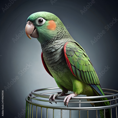 green parrot on a branch