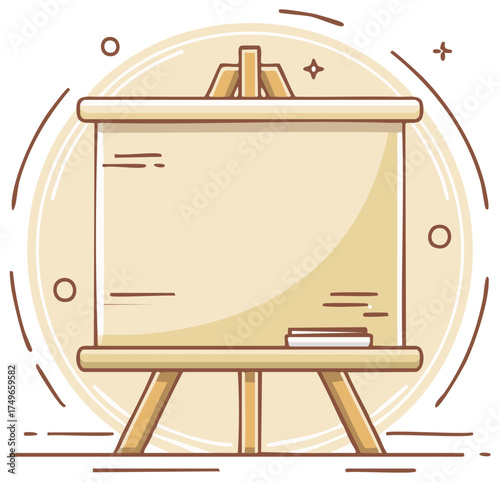 Clean vector illustration of a cartoon blank board with eraser ready for message or presentation