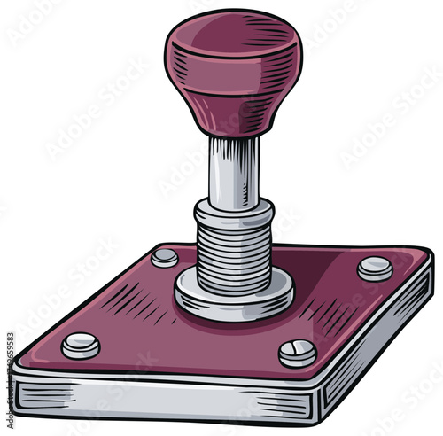 Vintage style push button control with a rotary knob and threaded shaft