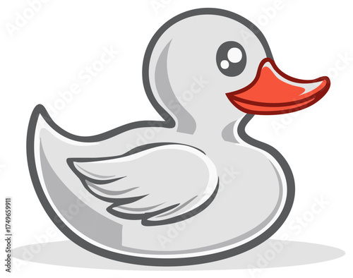 Cartoon duck illustration with a bright orange beak, isolated.