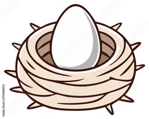 Stylized bird's nest with a single white egg nestled inside, sharp outer spikes add a unique decorative touch
