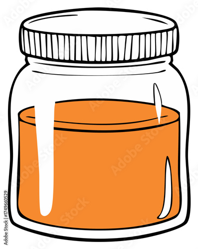 Glass Jar Illustration Filled With Orange Fluid Perfect for Preserves or Honey Illustration