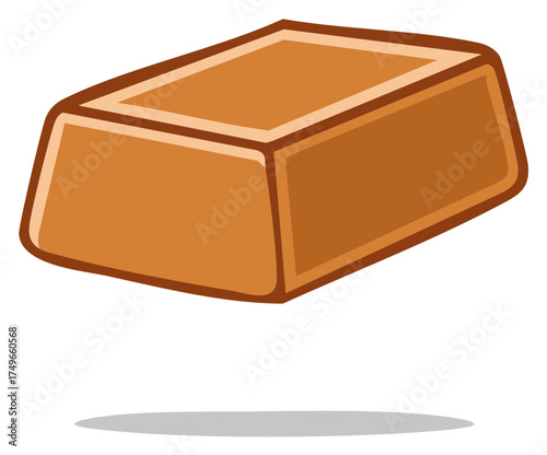 Cartoonish Toffee Slab with Shadow. Simple Flat Vector Illustration. Candy Icon.