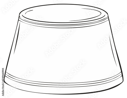 Outline illustration of an empty, conical container, isolated