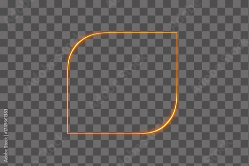 Bright luminous rounded corner frame with fiery warm glow design isolated transparent background PNG