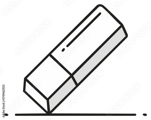Rubber Erasing Line Illustration Icon Rectangular Eraser Simple Outline Drawing Remove Correct Mistakes School