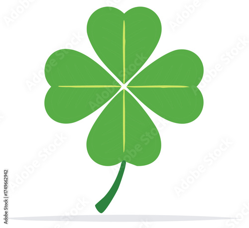 Lucky green four leaf clover vector illustration for St Patricks Day holiday