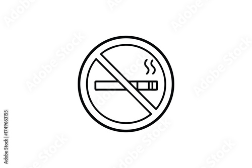 Simple black and white illustration of a no smoking prohibition sign