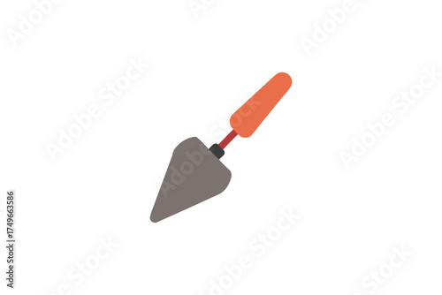 Simple illustration of a masonry trowel with an orange handle