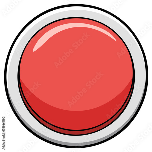Free Download Red button illustration with white rim and black border isolated - GFXLoad
