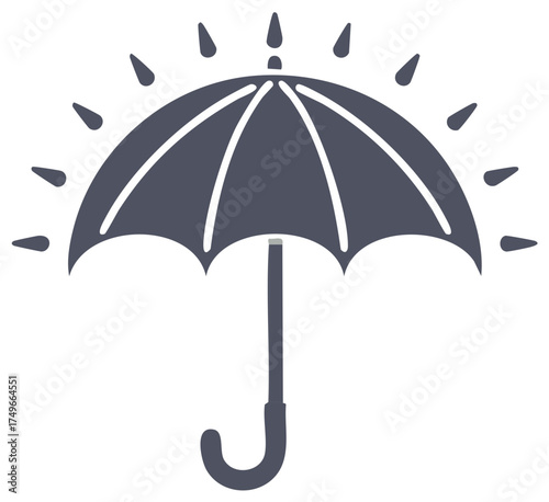 Stylized Illustration of an Umbrella with Sun Elements Weather Forecast Concept