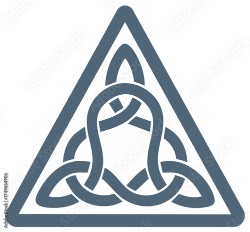 Celtic Triquetra trinity knot symbol with interlaced lines inside a triangle vector illustration