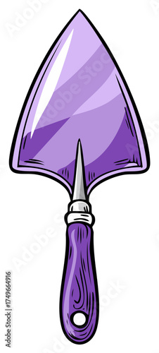 Cute Purple Garden Hand Trowel Cartoon Vector Illustration Isolated on White