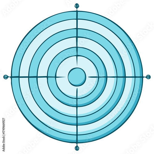 Target illustration with concentric circles and bullseye in blue and white vector design