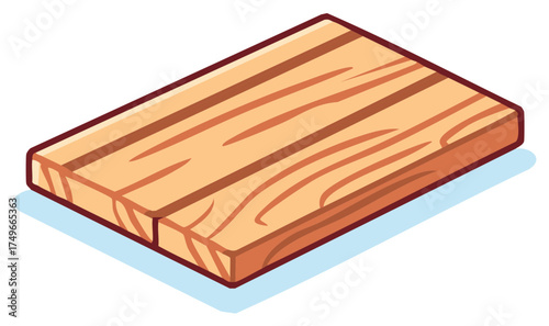 Isometric cartoon wooden plank with natural grain texture building material graphic design