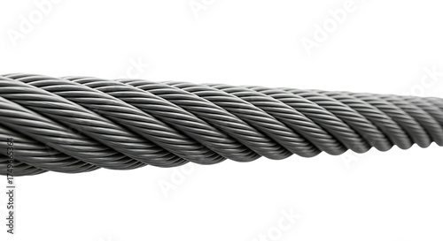 Close up of steel cable with black background showing strength and durability