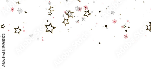 Εκτύπωση καμβά Elegant image of scattered stars and snowflakes against a clean white backdrop,