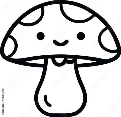 Cute mushroom cartoon vector illustration for kids coloring page art eps silhouette
