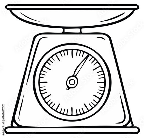 Vintage Kitchen Scale Illustration Vector Weighing Measurement