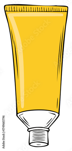 Yellow squeeze tube with white cap illustration for beauty or medical product