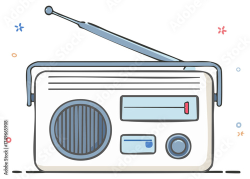 Vintage Portable Radio with Telescopic Antenna and Control Knobs