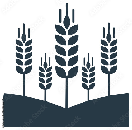 Wheat field icon, agricultural graphic design