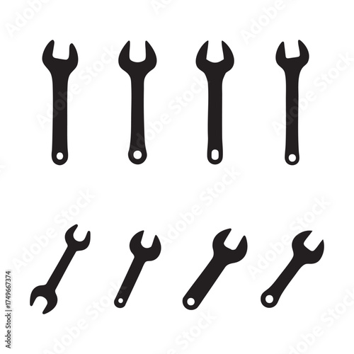 Silhouette of a wrench icon on a white background