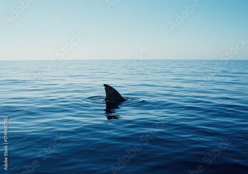 Shark Fin Above the Ocean Surface
