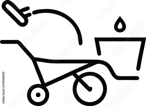 Watering can and wheelbarrow garden tool icon vector illustration eps silhouette