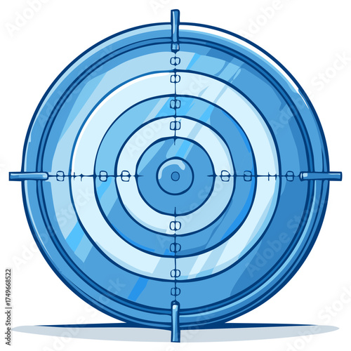 Blue target illustration with crosshairs. Precision and accuracy concept.