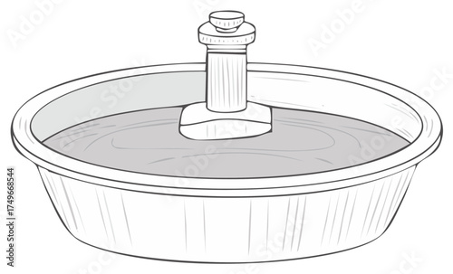 Water Fountain Illustration Outline Gray Fill Line Art Circle Shape