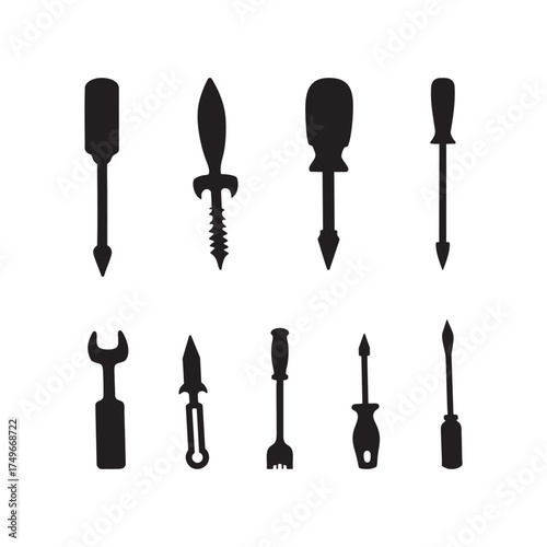 Silhouette of screwdriver icon on a white background