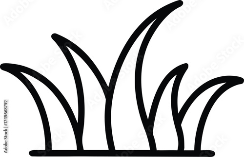 Grass vector icon simple outline illustration lawn garden plant design eps silhouette