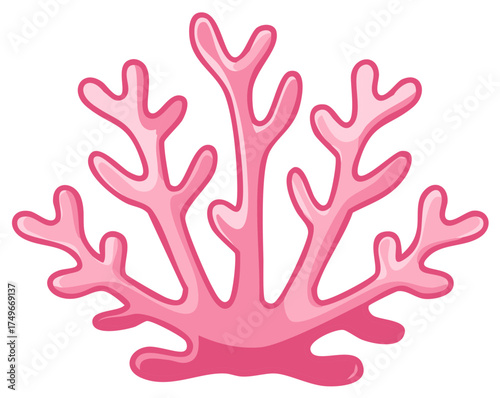 Isolated pink coral illustration, ocean life and marine plants, underwater wildlife, algae, vector design