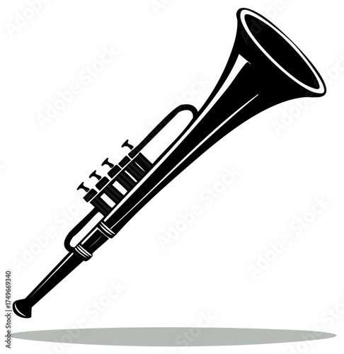 Classic Trumpet Silhouette with Valves and Bell