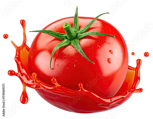 Fresh tomato with juice splash