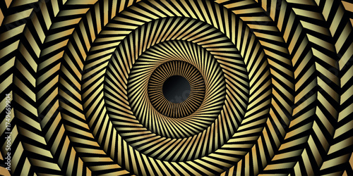Abstract dark background with luxurious and elegant circular radial gold lines pattern. Radiant golden sun rays concept background. Vector illustration VOL. 3