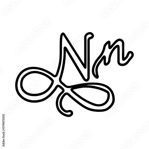 Capital and small N alphabet icons