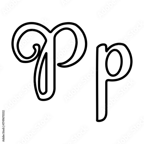 Capital and small P alphabet icons
