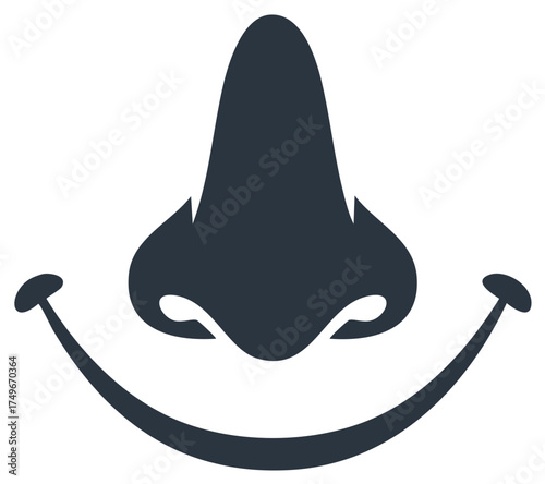 Stylized human nose and smiling mouth emoji illustration