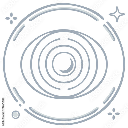 Stylized Psychic Eye Spiritual Vision with Stars Simple Line Art